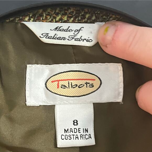 TALBOTS VINTAGE Italian fabric tweed blazer 8 career mature academia professor - Picture 8 of 9